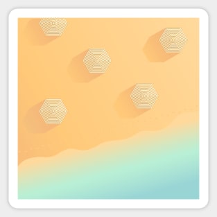 Sandy Beach, top view, summer vacation illustration Sticker